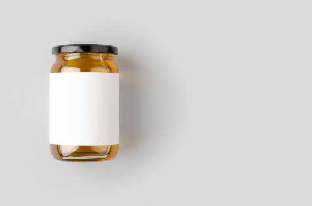 istock Honey jar mockup with blank label and copyspace. 1207924754