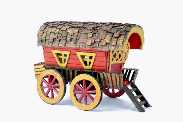 istock Nicely decorated crafted carriage is displayed on an isolated white background which have its shadow 1207924871