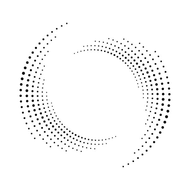 спиральные точки фон. halftone формы, абстрактные эмблемы логотипа или элемент дизайна для любого проекта. сегментированный круг с вращением. - круг stock illustrations