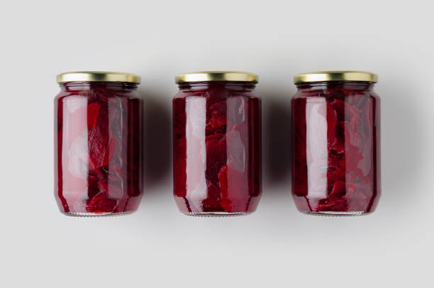 istock Pickled beets jar mockup. Top view. 1207929538