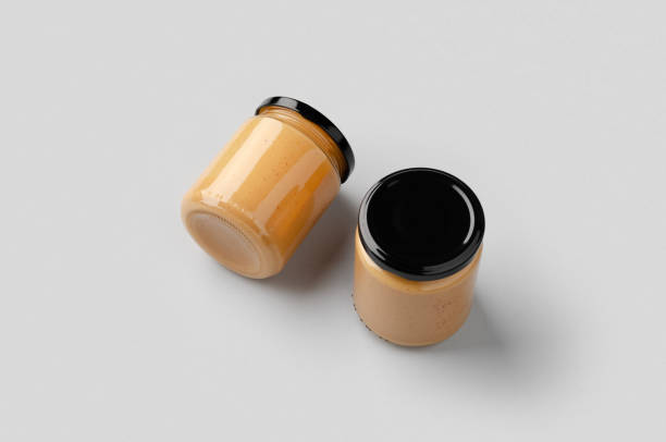 istock Peanut, almond, nut butter jar mockup. 1207929854