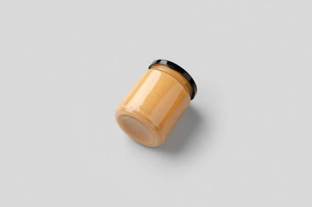 istock Peanut, almond, nut butter jar mockup. 1207930668