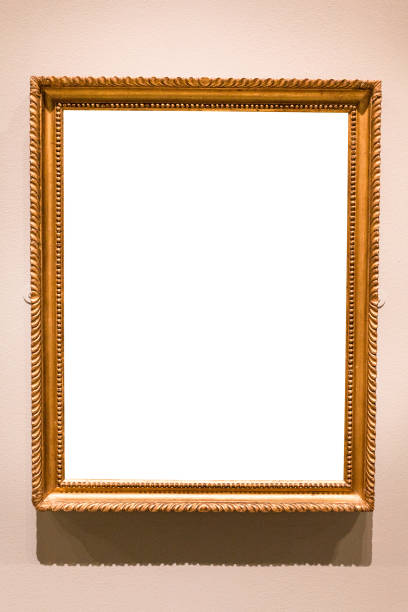 istock vertical narrow vintage painting frame on wall 1207938289