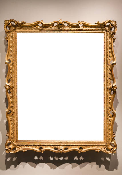 istock vertical old baroque painting frame on wall 1207938290