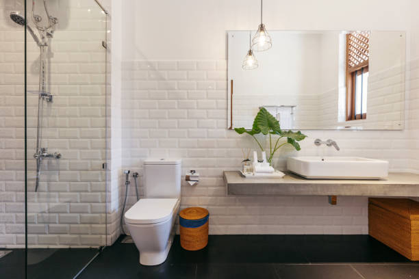 istock Bathroom with toilet modern hotel interior 1207942632