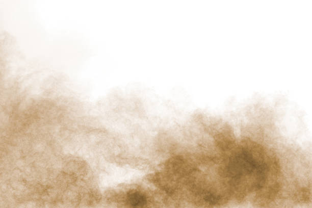 istock Brown dust cloud.Brown particles splattered on white background. 1207945526