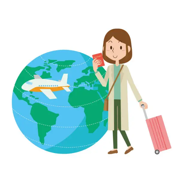 Vector illustration of Woman going on a trip