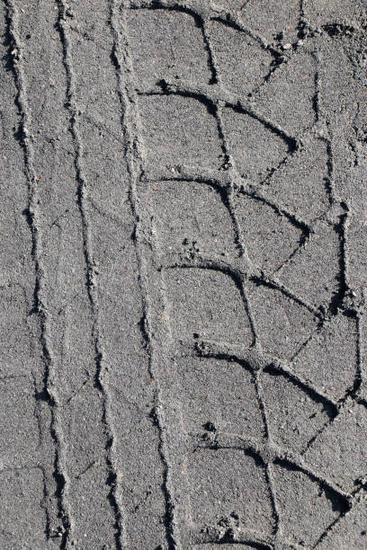 istock Tire imprints on the sand in black and white 1207945626