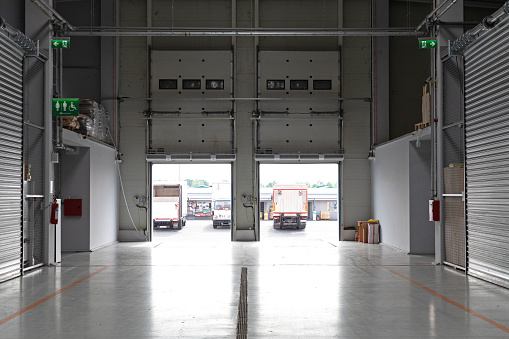 Distribution Warehouse Interior With Two Cargo Doors