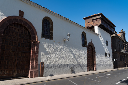 La Laguna, Tenerife - January 16, 2020: Santa Catalina Monastery. Main entrance to the Monastery dedicated to Saint Catherine of Siena.