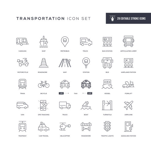 illustrations, cliparts, dessins animés et icônes de icônes de la ligne de course modifiable de transport - motorcycle road journey travel