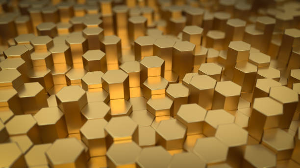 istock Abstract hexagonal geometric background. Structure of lots metal hexagons. Shiny honeycomb pattern. Creative geometric elements. Digital concept. 3d rendering 1207948107