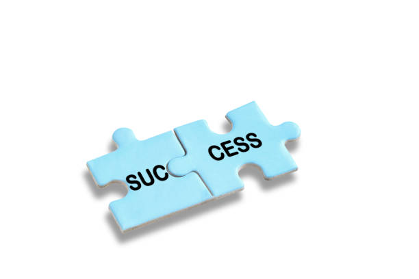 istock Success word on blue puzzle isolated on white background 1207949744