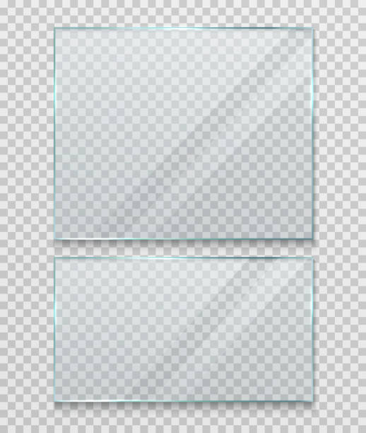 Transparent glass banner, frame. Flat gloss glass window or panel on a transparent background. Transparent glass banner, frame. Flat gloss glass window or panel on a transparent background. acrylic painting stock illustrations