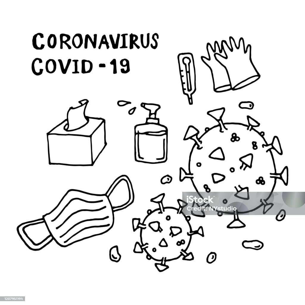 Vectơ Rút Tay Được Thiết Lập Cho Covid19 Bộ Công Cụ Để Bảo Vệ Hoặc Kiểm Tra  Virus Corona Covid19 Hình minh họa Sẵn có - Tải xuống Hình ảnh Ngay bây