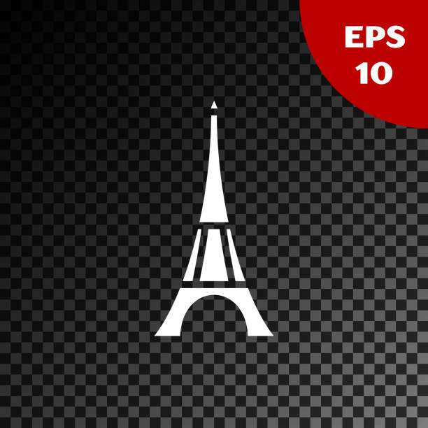 istock White Eiffel tower icon isolated on transparent dark background. France Paris landmark symbol.  Vector Illustration 1207952907