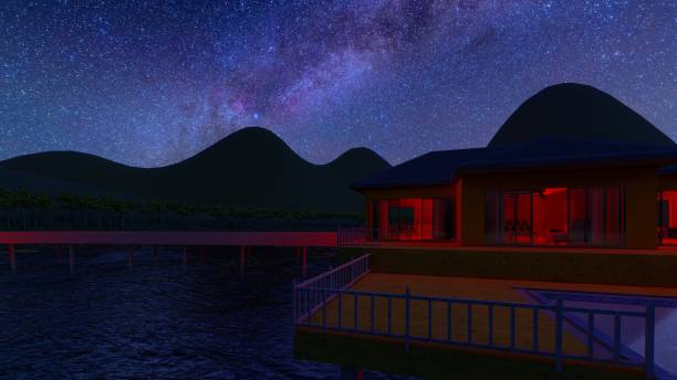 istock Bungalow resort on island, French Polynesia 3d rendering 1207954349