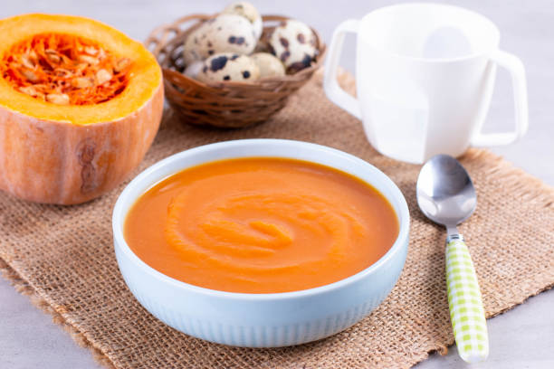istock Pumpkin baby soup puree 1207959654