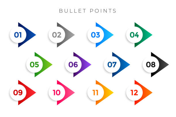 スタイリッシュな矢印の箇条書きは1から12までの番号 - titles点のイラスト素材／クリップアート素材／マンガ素材／アイコン素材