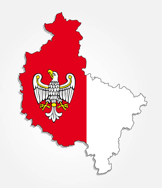 istock Flag of the Polish Voivodeship Greater Poland in combination with a detailed map outline - Vector 1207964183