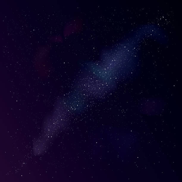 istock Vector milky way with stellar gas in purple and blue colors. Milkyway on night starry background. Stock vector. 1207969352