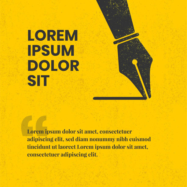 Fountain pen draws line Fountain pen draws a line on yellow scratch background. Useful for social media quote posts. pen and ink stock illustrations
