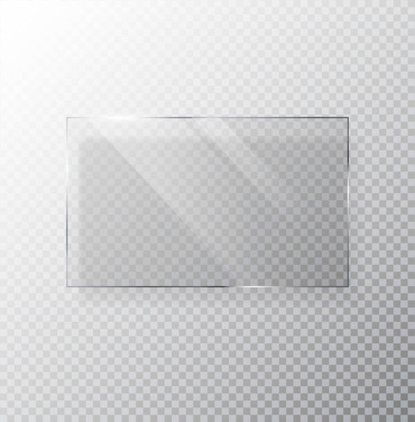 illustrations, cliparts, dessins animés et icônes de bannière en verre vectoriel isolée sur fond transparent. rectangle de verre avec des éblouisseurs et de la lumière. eps 10. - interface icons flash