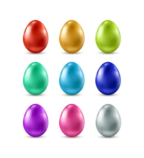 ilustrações de stock, clip art, desenhos animados e ícones de set of vector colorful realistic easter eggs isolated on white background. - easter eggs red