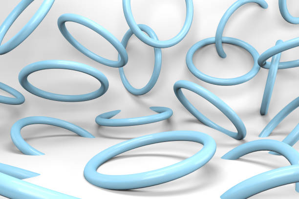 3d render blue rings torus on a white background. Abstract geometric shapes
