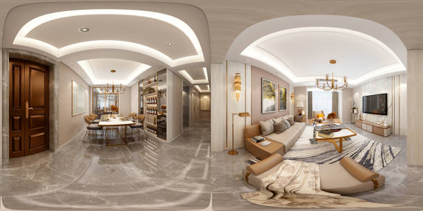 istock 3D Render 360 Degrees Modern Living Room 1207976325
