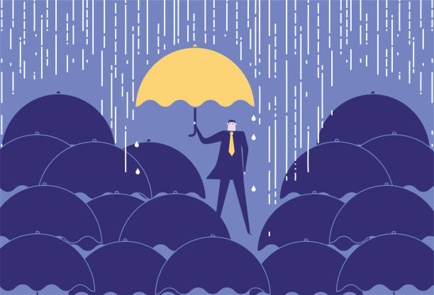 지도자 말, 에 이 비 스톡 일러스트 - insurance rain insurance agent umbrella stock illustrations