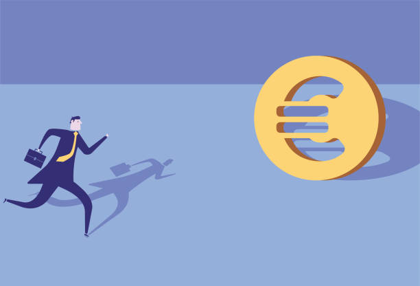 Running for money stock illustration Running, Busy, Eurozone,Euro Symbol, Coin,Currency, Briefcase, Vector, illustration, currency chasing discovery making money stock illustrations