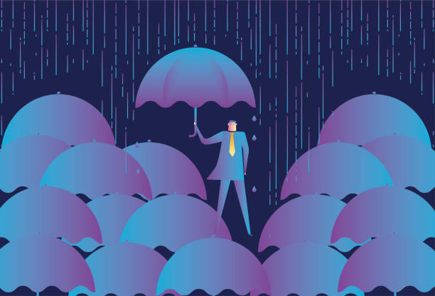 지도자 말, 에 이 비 스톡 일러스트 - insurance rain insurance agent umbrella stock illustrations