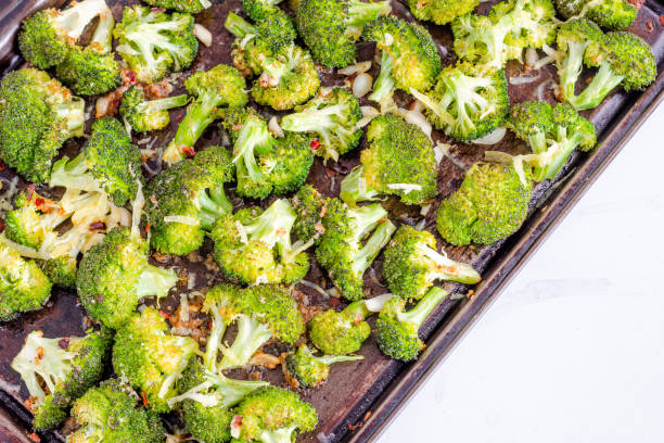 istock Roasted Broccoli on a Baking Sheet Directly Above Photo 1207982904