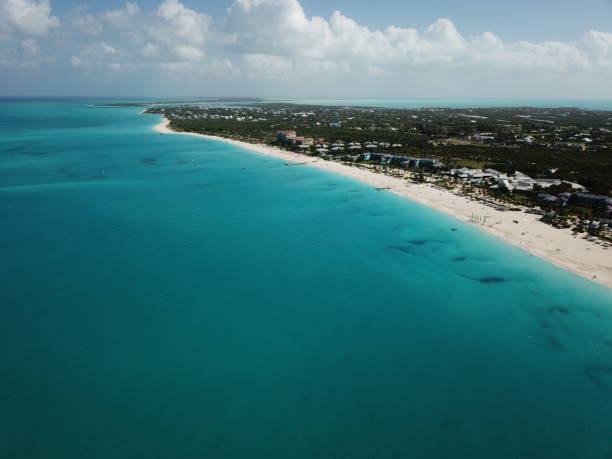 turks i caicos grace bay plaża biały piasek providenciales wakacje wakacje blue clear wody karaibów - turks and caicos islands caicos islands bahamas island zdjęcia i obrazy z banku zdjęć