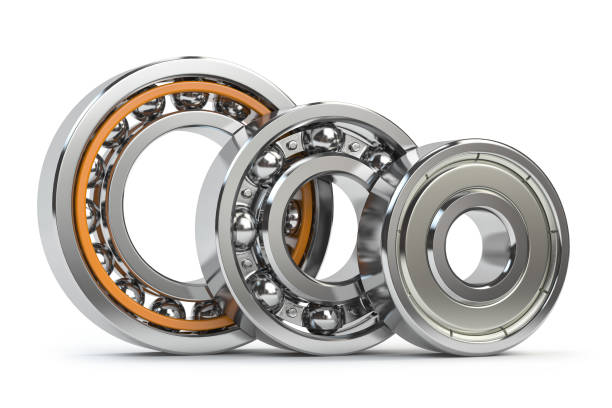 bearings of differnent types isolated on white background. - ball bearing engineer machine part gear imagens e fotografias de stock