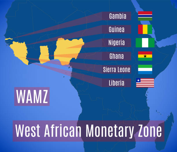 西アフリカ通貨圏(wamz)の地図と旗 - british empire flag map authority点のイラスト素材／クリップアート素材／マンガ素材／アイコン素材