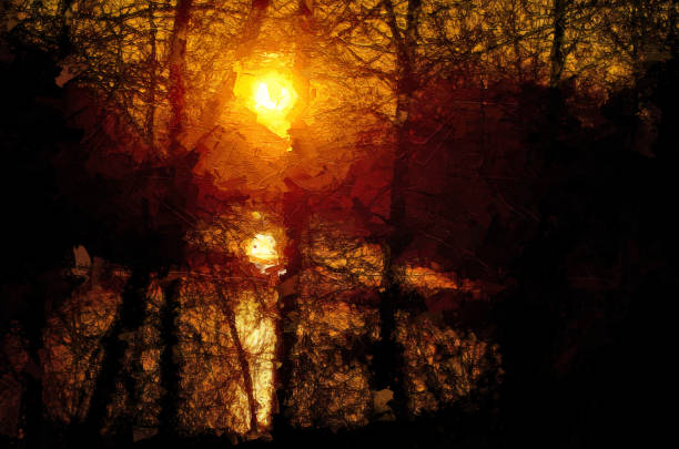 istock Impressionistic Style Artwork of Sunrise on the River 1207990778