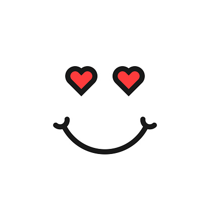 Vetores de Emoji De Amor Linha Fina Com Corações e mais imagens de