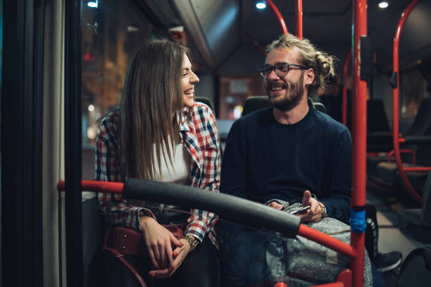 Friends traveling by bus