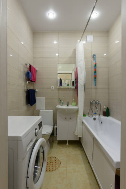 istock A general view of a small compact bath and toilet 1208000944