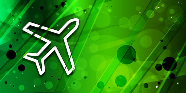 istock Plane icon trendy abstract galaxy green banner illustration 1208001585