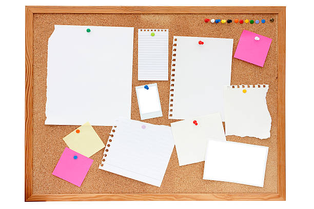 istock noticeboard or pinboard with lots of blank paper on 120800504