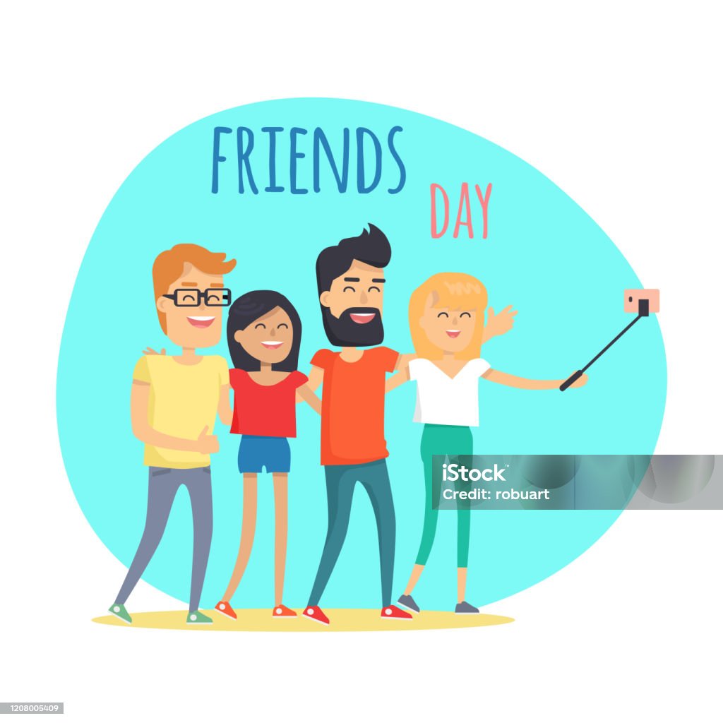 Ngày Bạn Bè Hai Chàng Trai Và Hai Cô Gái Chụp Ảnh Tự Sướng Hình ...