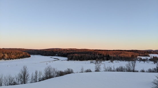 End of the day on the fields of the Eastern Townships in Quebec.