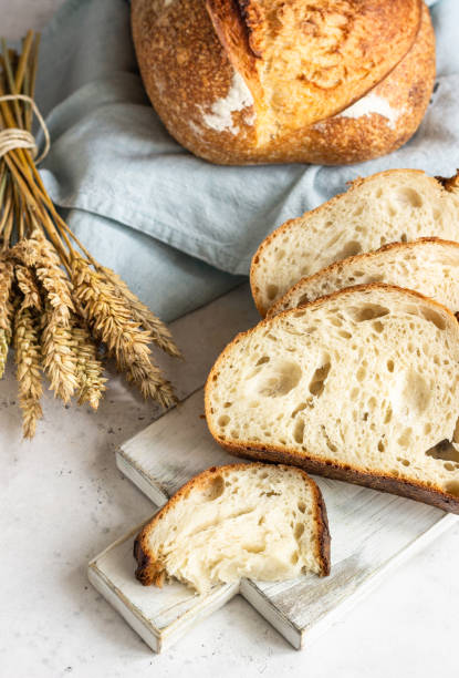 istock Freshly baked homemade artisan sourdough bread. Sliced. Top view. Copy space. 1208007909
