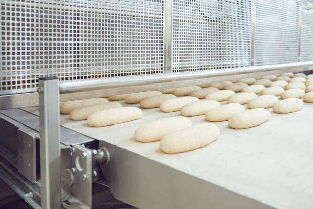 istock Raw bread is making on the automatic equipment line in the bakery. 1208010231