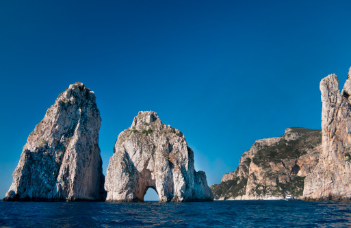 Three famous rocks standing adjacent to the Isle of Capri.  