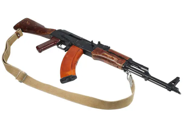 Photo of AK - 47 (AKM) assault rifle isolated on white