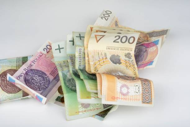 istock Polish national currency on a white background 1208013597